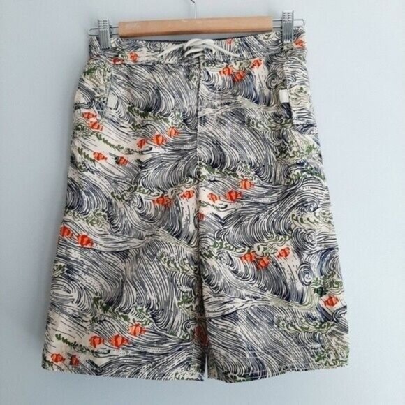 LANDS END Swim Board Shorts Waves & Fish Pattern Kids Sz L - Picture 3 of 11